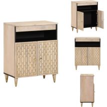 Vidaxl - Beistellschrank 60x33x75 cm Massivholz Mango - Mangoholzmöbel - Sideboard - Wohnzimmermöbel - Handwerkskunst - Vintage Stil