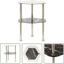 Devenirriche - The Living Store Beistelltisch mit 2 Ablagen Transparent 38x38x50 cm Hartglas - Beistelltisch - Esszimmermöbel - Wohnzimmertisch