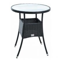 Beistelltisch Tisch Polyrattan Gartentisch Rattan Balkontisch Rund Schwarz