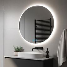 Finmrys - 80 cm Beleuchteter Runder Badezimmerspiegel mit led Beleuchtung Beschlagfrei Wandspiegel IP44 Touch Schalter Lichtspiegel Kaltweißer