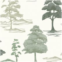 Belgravia Decor Italian Heavyweight Vinyl Carlotta Tree Sage Cream Wallpaper
