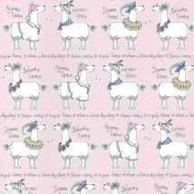 Belgravia Decor - Belgravia Llama Rama Cartoon Blush Pink Childrens Bedroom Nursery Wallpaper 9731
