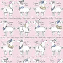 Belgravia Decor - Belgravia Llama Rama Cartoon Blush Pink Childrens Bedroom Nursery Wallpaper 9731