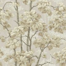Belgravia Decor - Belgravia Rivington Beige Silver Woodland Tree Wallpaper Leaves Modern Nature