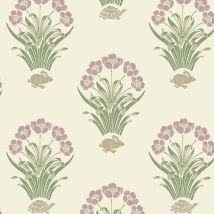 Belgravia Decor - Belgravia Tortoise Hare Soft Pink Wallpaper Floral Animal Print Feature Wall