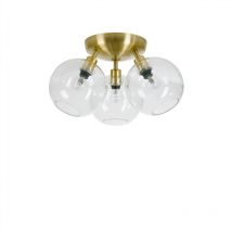 Gloria - Plafoniera Globo a 3 Luci in Vetro Trasparente, Ottone, E14 - Belid