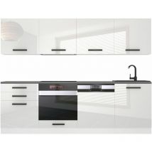 Cuisine Equipee Complete Alice Muebles de Cuisine Complets - 240 cm. Cuisine Complete avec Plan de Travail, Blanc très Brillant - Belini