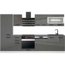 Cuisine Equipee Complete Cindy Muebles de Cuisine Complets - 300 cm. Cuisine Complete avec Plan de Travail, Argent très Brillant - Belini