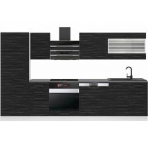 Cuisine Equipee Complete Cindy Muebles de Cuisine Complets - 300 cm. Cuisine Complete avec Plan de Travail, ébène Royal - Belini