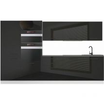 Cuisine Equipee Complete Grace Muebles de Cuisine Complets - 300 cm. Cuisine Complete sans Plan de Travail, Noir très Brillant - Belini
