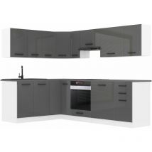 Belini Cuisine Equipee Complete Janet Muebles de Cuisine Complets. L-Forme Cuisine. Cuisine Complete avec Plan de Travail, Argent très Brillant