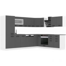 Belini Cuisine Equipee Complete Julie Muebles de Cuisine Complets. L-Forme Cuisine. Cuisine Complete avec Plan de Travail, Argent Mat