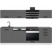 Belini - Cuisine Equipee Complete Linda Muebles de Cuisine Complets - 240 cm. Cuisine Complete sans Plan de Travail, Argent Mat