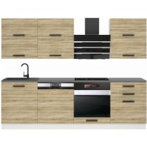 Cuisine Equipee Complete Madison Muebles de Cuisine Complets - 240 cm. Cuisine Complete avec Plan de Travail, chêne Sonoma - Belini