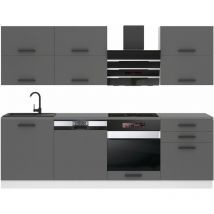 Belini - Cuisine Equipee Complete Madison Muebles de Cuisine Complets - 240 cm. Cuisine Complete sans Plan de Travail, Argent Mat