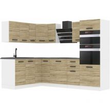Cuisine Equipee Complete Melanie Muebles de Cuisine Complets. L-Forme Cuisine. Cuisine Complete sans Plan de Travail, chêne Sonoma - Belini