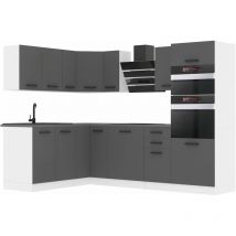 Cuisine Equipee Complete Melanie Muebles de Cuisine Complets. L-Forme Cuisine. Cuisine Complete sans Plan de Travail, Argent Mat - Belini