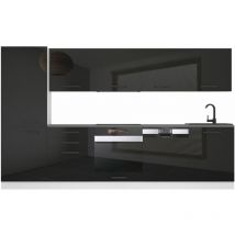 Belini Cuisine Equipee Complete Rose Muebles de Cuisine Complets - 300 cm. Cuisine Complete sans Plan de Travail, Noir très Brillant