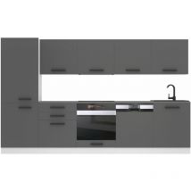 Cuisine Equipee Complete Rose Muebles de Cuisine Complets - 300 cm. Cuisine Complete sans Plan de Travail, Argent Mat - Belini