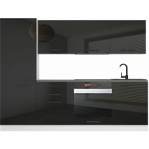 Belini - Cuisine Equipee Complete Sandy Muebles de Cuisine Complets - 240 cm. Cuisine Complete avec Plan de Travail, Noir très Brillant