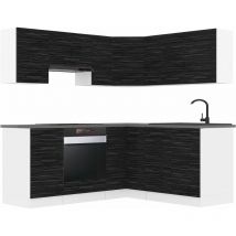 Cuisine Equipee Complete Sarah Muebles de Cuisine Complets. L-Forme Cuisine. Cuisine Complete avec Plan de Travail, ébène Royal - Belini