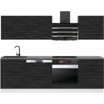 Belini Cuisine Equipee Complete Susan Muebles de Cuisine Complets - 240 cm. Cuisine Complete sans Plan de Travail, ébène Royal