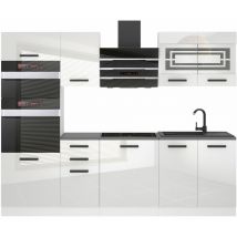 Cuisine Equipee Complete Tracy Muebles de Cuisine Complets - 240 cm. Cuisine Complete avec Plan de Travail, Blanc très Brillant - Belini