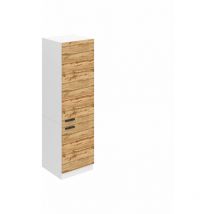 Kühlschrank Schrank Hochschrank Küche Ssl. 60 Cm Breite Und 204 Cm Höhe. Einbauschrank Für Kühlschrank Mit 2 Türen, Wotan-eiche - Belini
