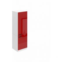 Kühlschrank Schrank Hochschrank Küche ssl. 60 cm Breite und 204 cm Höhe. Einbauschrank für Kühlschrank mit 2 Türen, Rot Hochglanz - Belini