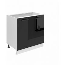 Meuble Cuisine Bas avec Plan de Travail sd i Meubles de Cuisine - Taille: 51,6 x 80 x 85 cm i Petit Meuble Cuisine - 2 Portes i Couleur : Noir très