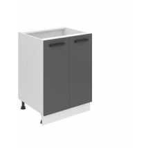 Meuble Cuisine Bas sans Plan de Travail SD8 i Meubles de Cuisine - Taille: 51,6 x 60 x 82 cm i Petit Meuble Cuisine - 2 Portes i Couleur : Argent Mat