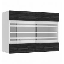 Belini - Meuble Haut Cuisine SGW80 i Meubles de Cuisine - Mural, Rangements, 2 Portes Vitrées i Taille: 29,6 x 80 x 58 cm i Armoire Murale avec