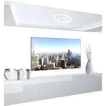 Unité Murale tv nex i Ensemble Muebles de Salon Complet i Ensemble Meuble tv avec Illumination led i Dimensions: 200 x 180 x 36 cm i Coleur: Blanc