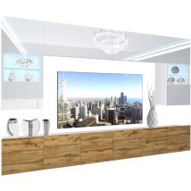 Unité Murale tv nex i Ensemble Muebles de Salon Complet i Ensemble Meuble tv avec Illumination led i Dimensions: 300 x 180 x 36 cm i Coleur: Blanc