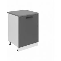 Unterschrank Küche, Küchenunterschrank 60 cm Breite. sd Küchenunterschrank mit Arbeitsplatte. Küchenschrank mit 1 Tür, Silber matt - Belini
