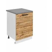 Unterschrank Küche, Küchenunterschrank 60 cm Breite. sd Küchenunterschrank mit Arbeitsplatte. Küchenschrank mit 1 Tür, Wotan-Eiche - Belini