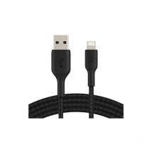 Belkin Câble Lightning tressé (câble de charge Lightning vers USB Boost pour iPhone, iPad et AirPods, câble de charge certifié MFi pour iPhone) 1 m,