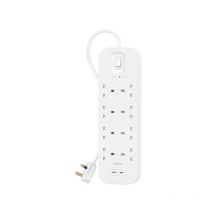 Belkin - Regleta de enchufes (8 enchufes usb, Montaje en Pared, Cable de alimentación de 2 m, indicador Luminoso Verde, 2 Puertos usb-c, Carga rápida