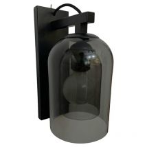 Bell - schwarze Wandleuchte mit grauem Glas