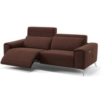 Sofanella - Stoff 3-Sitzer Sofa bella Dunkelbraun m: 218 Breite x 100 Tiefe Füße: Matt-Schwarz - Dunkelbraun