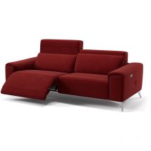Sofanella - Stoff 3-Sitzer Sofa bella Rot s: 200 Breite x 100 Tiefe Füße: Matt-Schwarz - Rot