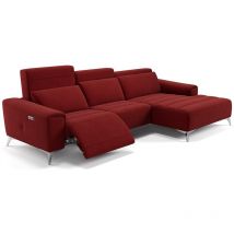 Sofanella - Stoff Ecksofa bella Rechts Rot s: 253 x 163 Breite x 100 Tiefe Füße: Matt-Schwarz