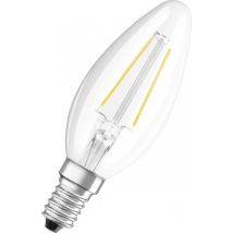 LED-Glühlampe Glas klar Flamme E14, 2.5W, warmweiß.
