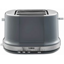 T20043GRP Belle 2-Slice Toaster with 7 Browning Settings, Defrost/Reheat/Cancel, 800 w, Graphite - Tower