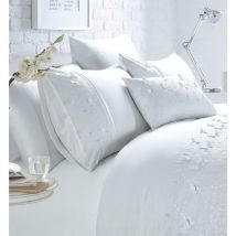 Rapport Home - Belle Maison Papillion White Luxury Embroidered Butterfly Single Duvet Cover Set - White