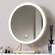 Carme Home - Belle Medium Gold Frame Touch Sensor led Makeup Mirror with Lights