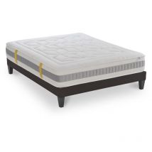 Bellecour - literie Ensemble grand hotel 160x200 cm Matelas Mémoire de forme + Sommier Bois