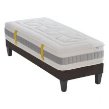 Bellecour - literie Ensemble grand hotel 90x190 cm Matelas Mémoire de forme + Sommier Bois