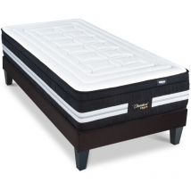 BELLECOUR LITERIE Ensemble CHAMBORD 90x200 cm Matelas Micro-ressorts + Sommier Bois