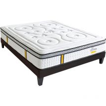Bellecour - literie Pack reina 2.0 160x200 cm Matelas Ressorts ensachés + Sommier Bois + Protège matelas anti punaise